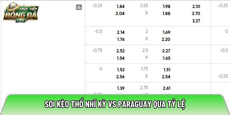 Soi kèo Thổ Nhĩ Kỳ vs Paraguay qua tỷ lệ