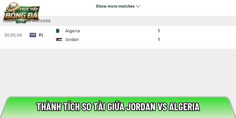 Thành tích so tài giữa Jordan vs Algeria