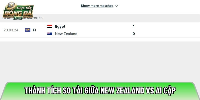 Thành tích soi tài giữa New Zealand vs Ai Cập